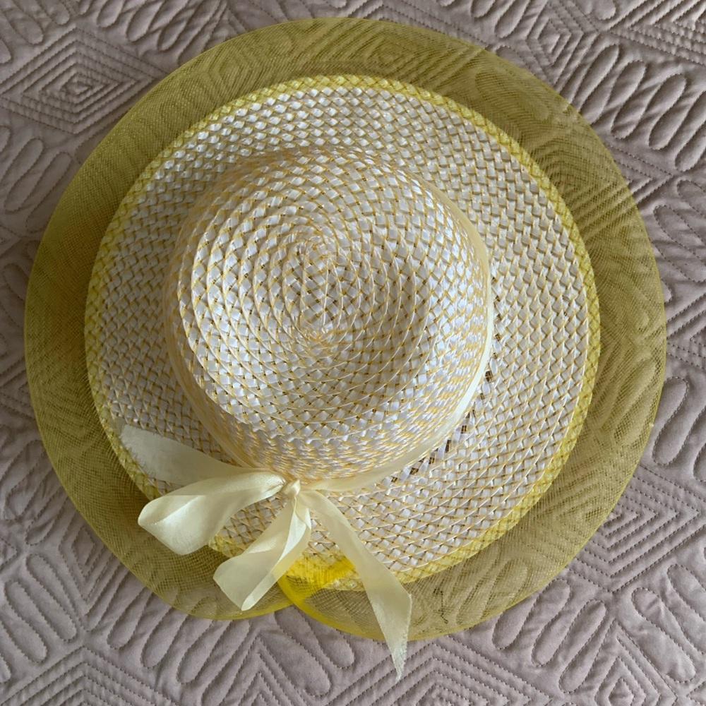 Source Unknown Yellow and Cream Women's Hat